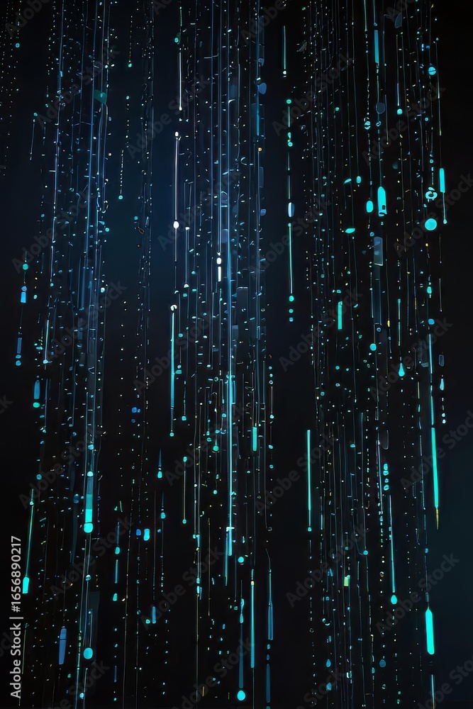 Poster futuristic vertical background with luminous falling data streams for business projects