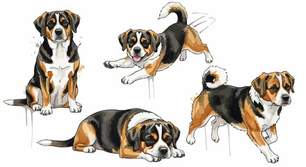 Watercolor dog illustration &ldquo;Max&rdquo; pet portrait isolated on white background