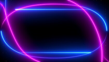 Vibrant neon lines create a dynamic, glowing frame against a dark background.