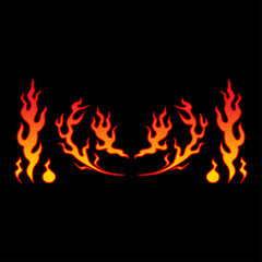Flame Vector Illustration, Symmetrical Fire Graphic, Decorative Burning Element for Decal and Digital Art