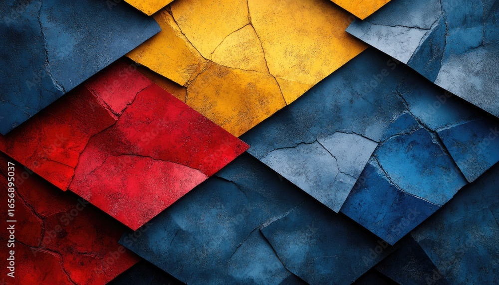 Leinwandbilder rough tiles display an angular pattern with cracked paint texture. use this background for abstract 