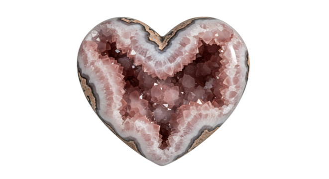 Heart shaped crystal stone isolated on transparent background