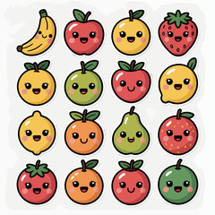 Vibrant kawaii style graphic collection