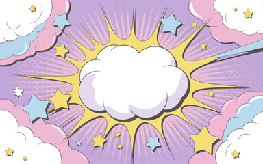 Pastel colored comic book style explosion design