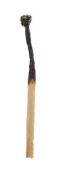 One burnt match isolated on white. Tool for starting fire