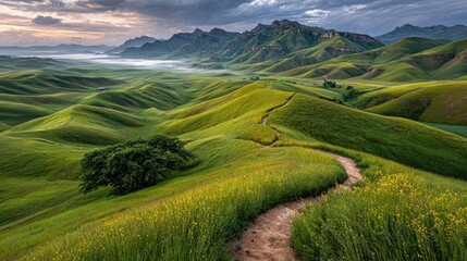 Obraz premium Rolling Green Hills Landscape