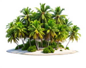  beautiful small tropical island with coconut plant   isolated on white background PNG,AI GENERATED