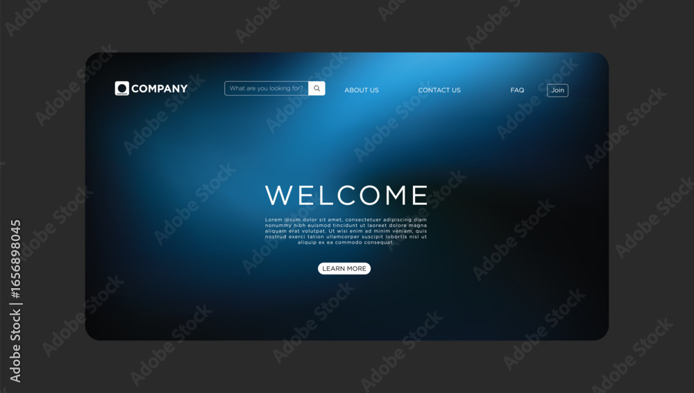 Poster modern website template with welcome message for corporate startup landing page design
