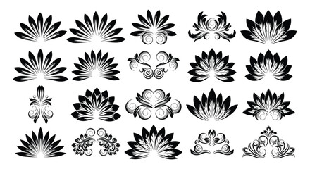 Fototapeta premium Collection of elegant black floral and ornamental design elements eps. Vector collection eps