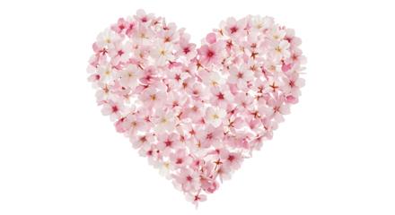 Pink cherry blossom heart isolated on transparent background