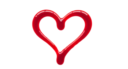 Red heart isolated on transparent background for valentines day