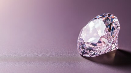 Sparkling pink diamond sits elegantly on a smooth surface during soft lighting conditions