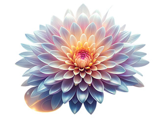 Obraz premium glowing abstract flower bloom with delicate petals isolated on white background ,PNG.AI Generated.