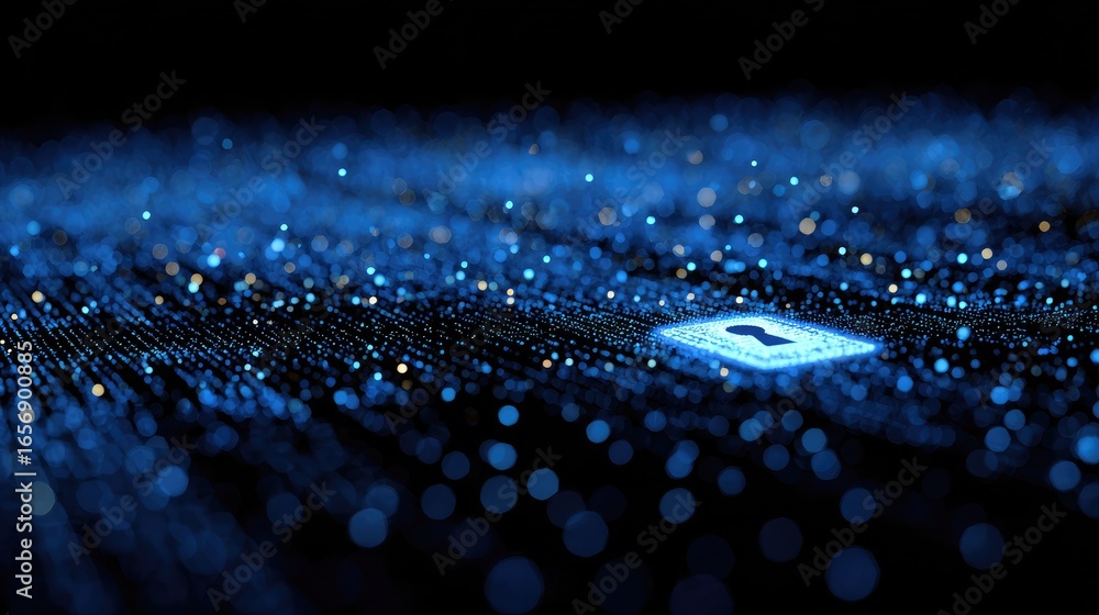 Poster abstract digital background with glowing particles and light effects suitable for technology and mar
