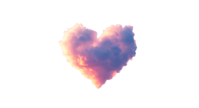 Heart shaped cloud isolated on transparent background