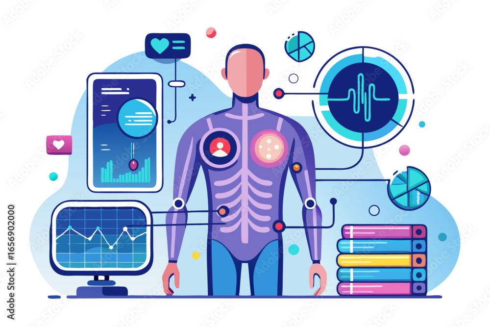 Poster visualize advanced human health data analytics with interactive medical insights and digital health 