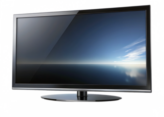 large modern black tv isolated on white background PNG, AI GENERATED