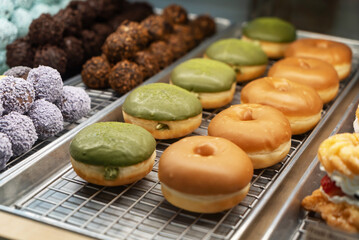 Freshly Made Gourmet Donuts Displayed