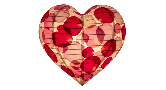 Heart with red circle pattern isolated on transparent background
