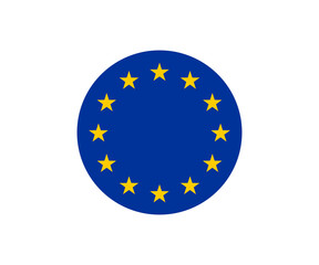 Round icon flag of the European Union. European union flag icon in circular shape, eu symbol with yellow stars illustration on transparent background. 
