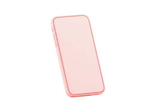 Pink smartphone isolated on transparent background, modern technology and communication device - Powered by Adobe