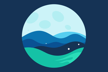 Abstract Landscape with Moon and Hills night