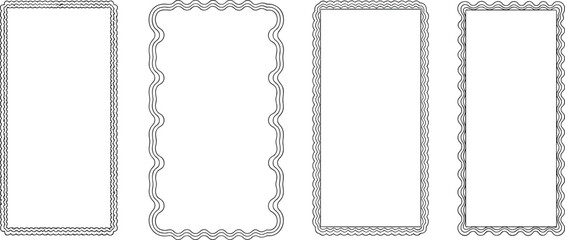 Decorative rectangular border frames, vintage line art design, certificate template, ornate outline, blank background, abstract pattern
