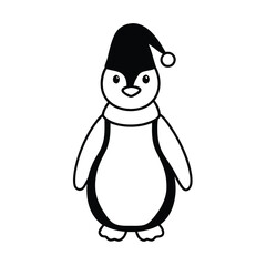A cartoon Christmas penguin on a plain white background vector illustration