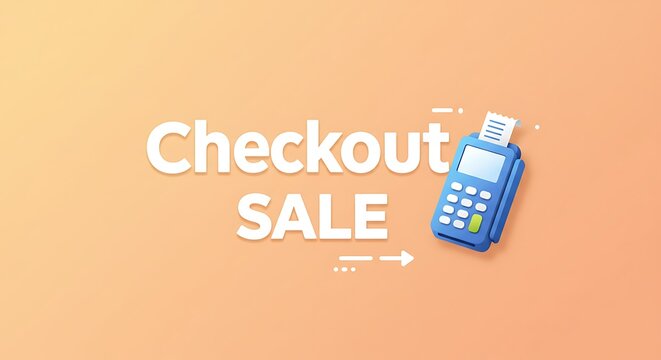 Checkout Sale Digital Payment Terminal with Receipt Printer Illustration