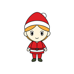 An adorable chibi style Christmas character against a white background vector illustration