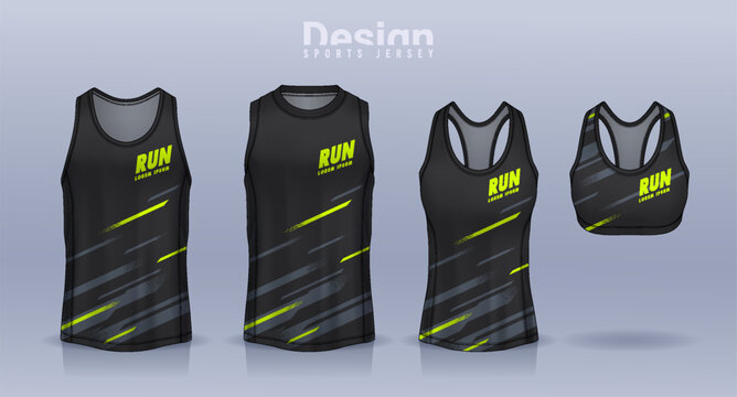 Sleeveless shirt sport design template, jersey mockup for Men's and Women's, Running singlet, basketball Tank top.