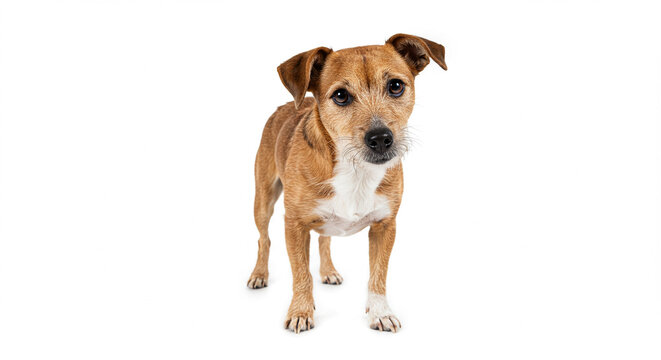 Adult Caramel Dog Close-Up in Studio, Isolated, Pet Portrait