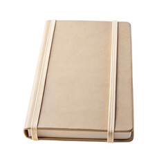 Naklejka premium Neutral Beige Notebook with Elastic Band on Black Background Still Life