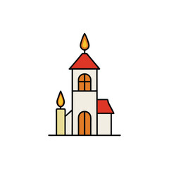A Christmas candlelight church service vector illustration