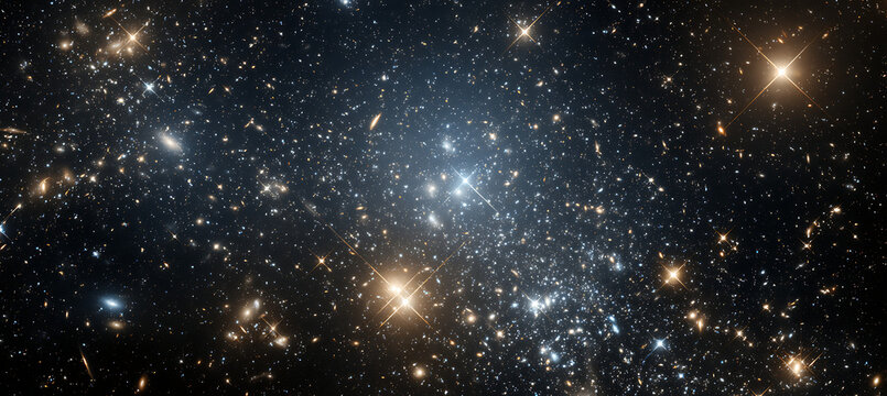 Astronomy photograph of deep space with stars and galaxies for cosmic exploration and scientific study