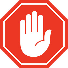 Obraz premium stop, hand, sign, red, warning, danger, symbol, icon, alert, traffic, safety, attention, control, prohibition, caution