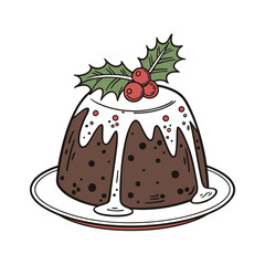 A Christmas pudding on a white background vector illustration