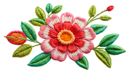  embroidery flower isolated on white background  PNG AI GENERATED