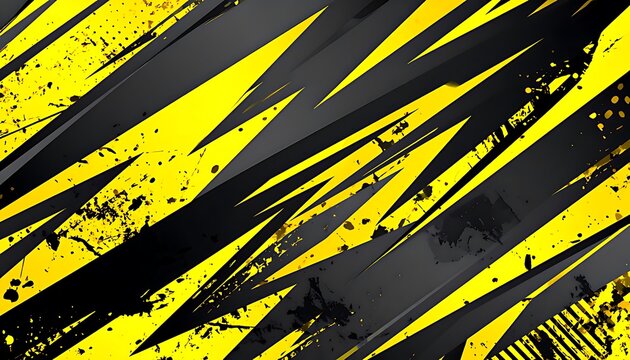 Abstract design with diagonal stripes and grunge textures in yellow and black. - Powered by Adobe