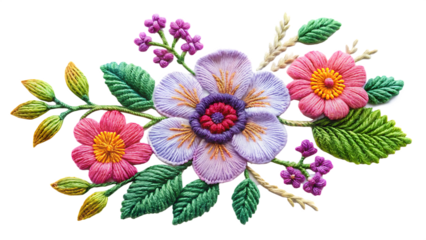  embroidery flower isolated on white background  PNG AI GENERATED