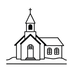 A snow covered church on a plain white background vector illustration
