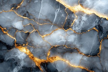 Fototapeta premium Dynamic golden veins on dark marble texture abstract high contrast modern design perspective for stunning visuals