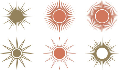 Vector illustration of colorful sun and abstract star set background design