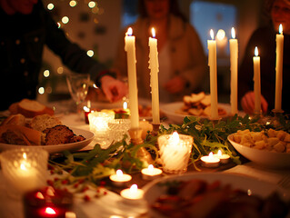 Romantic candlelit dinner setting