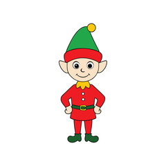 A festive Christmas elf character on a plain white background vector illustration