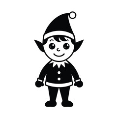 A cheerful Christmas elf character against a white background vector illustration