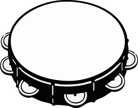 black and white tambourine musical instrument clip art preview