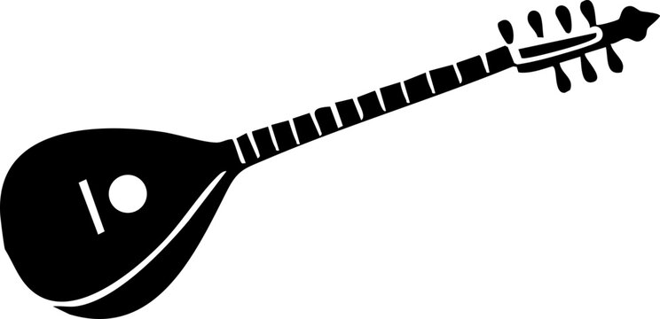 Rebab silhouette with long narrow neck, resonant body, and bow element.