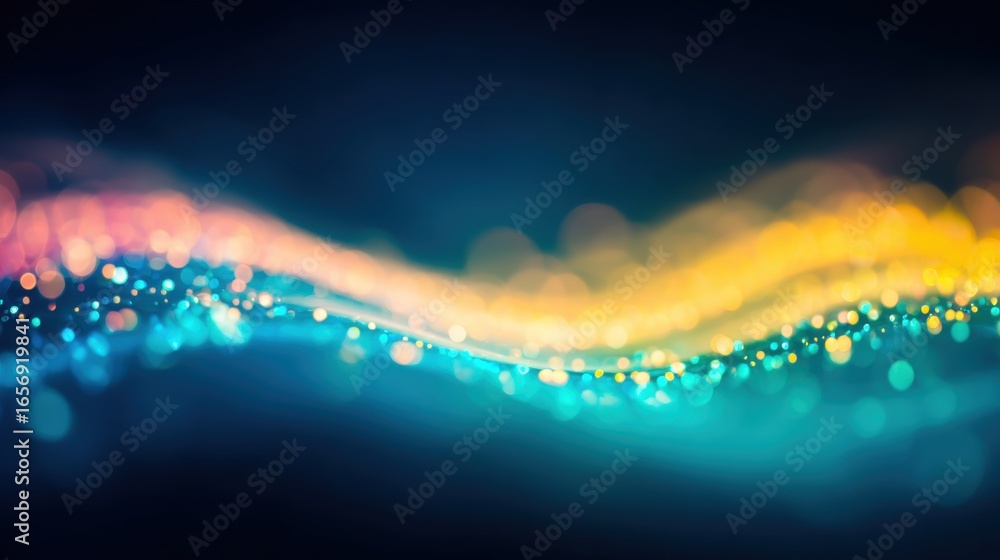 Poster colorful wave of light patterns creating a vibrant visual display at night