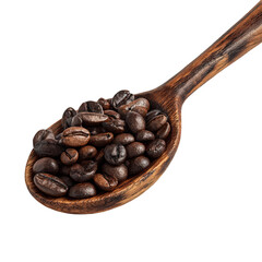 Fototapeta premium Top View of Freshly Roasted Coffee Beans on Spoon 